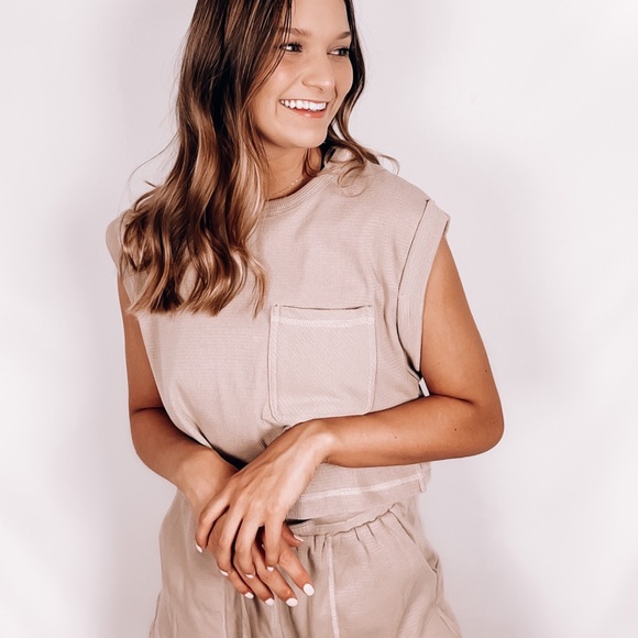 elise & co Pants - mocha muscle top and short set